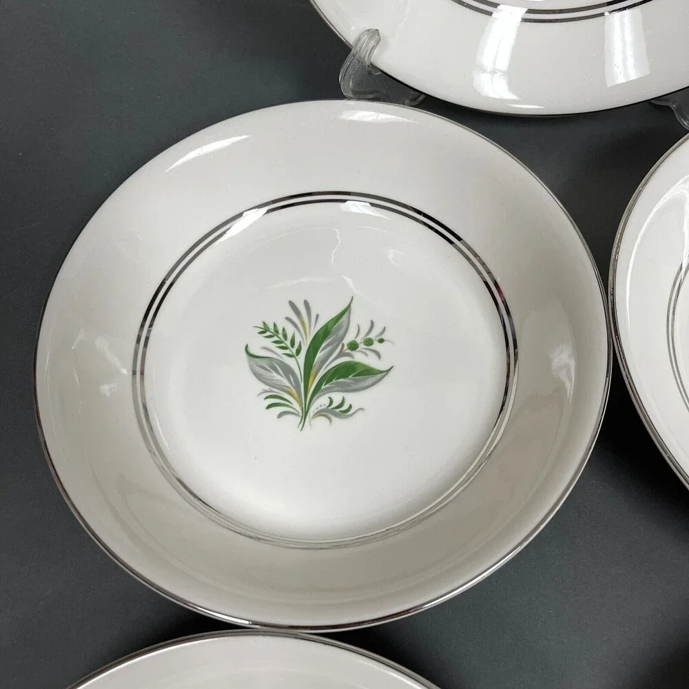 Pope Gosser Encore Soup Cereal‎ Bowls Platinum Trim 7 5/8